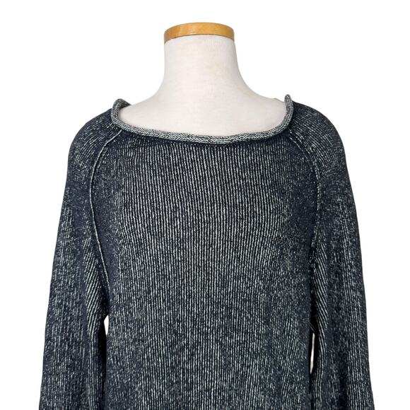 Free People Lenox Sweater Dress Ribbed Slouchy Tunic Relaxed Onyx Black Small - Picture 4 of 8